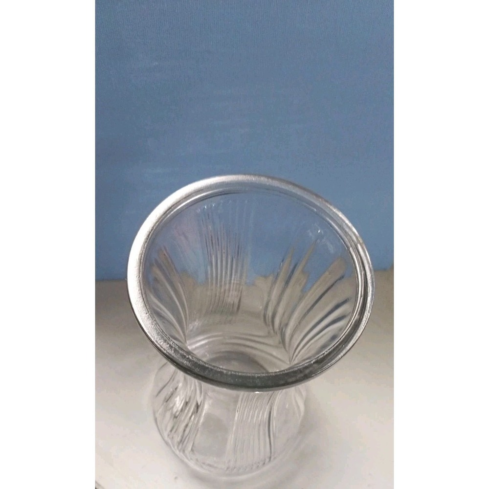 Vintage Large Hoosier Clear Fluted Glass Vase #4086-B on Bottom, 8-1/2" Tall - Picture 9 of 11